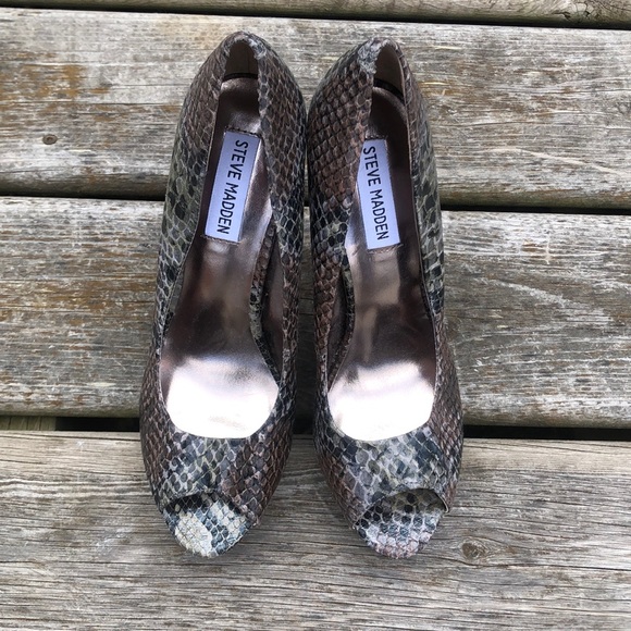 NWOT Steve Madden P-Alice Faux Snakeskin open Toe - Picture 8 of 8